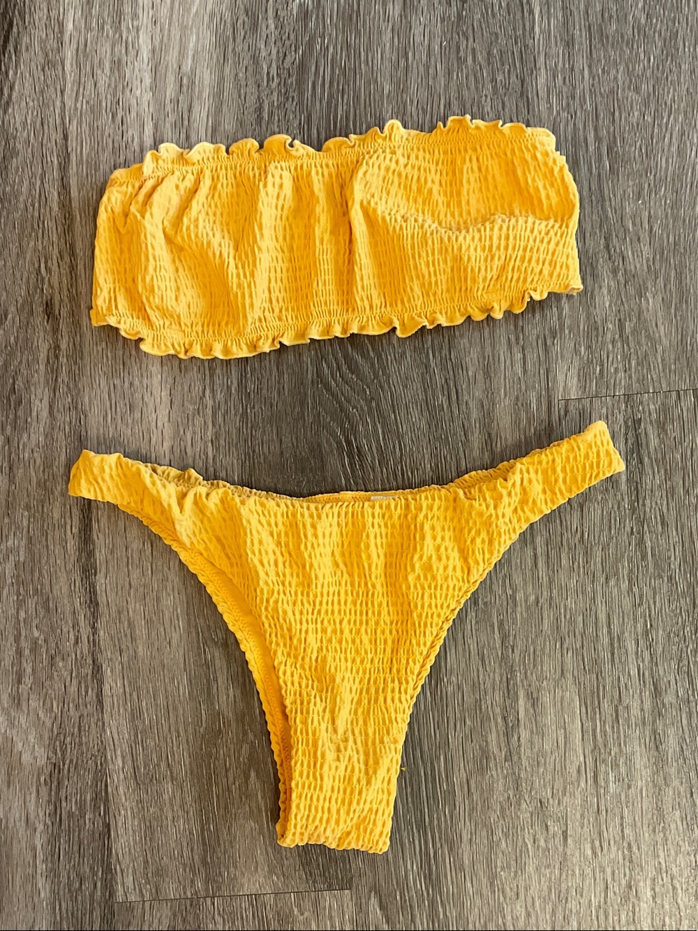 Hollister Yellow Smocked Bandeau Bikini Set
